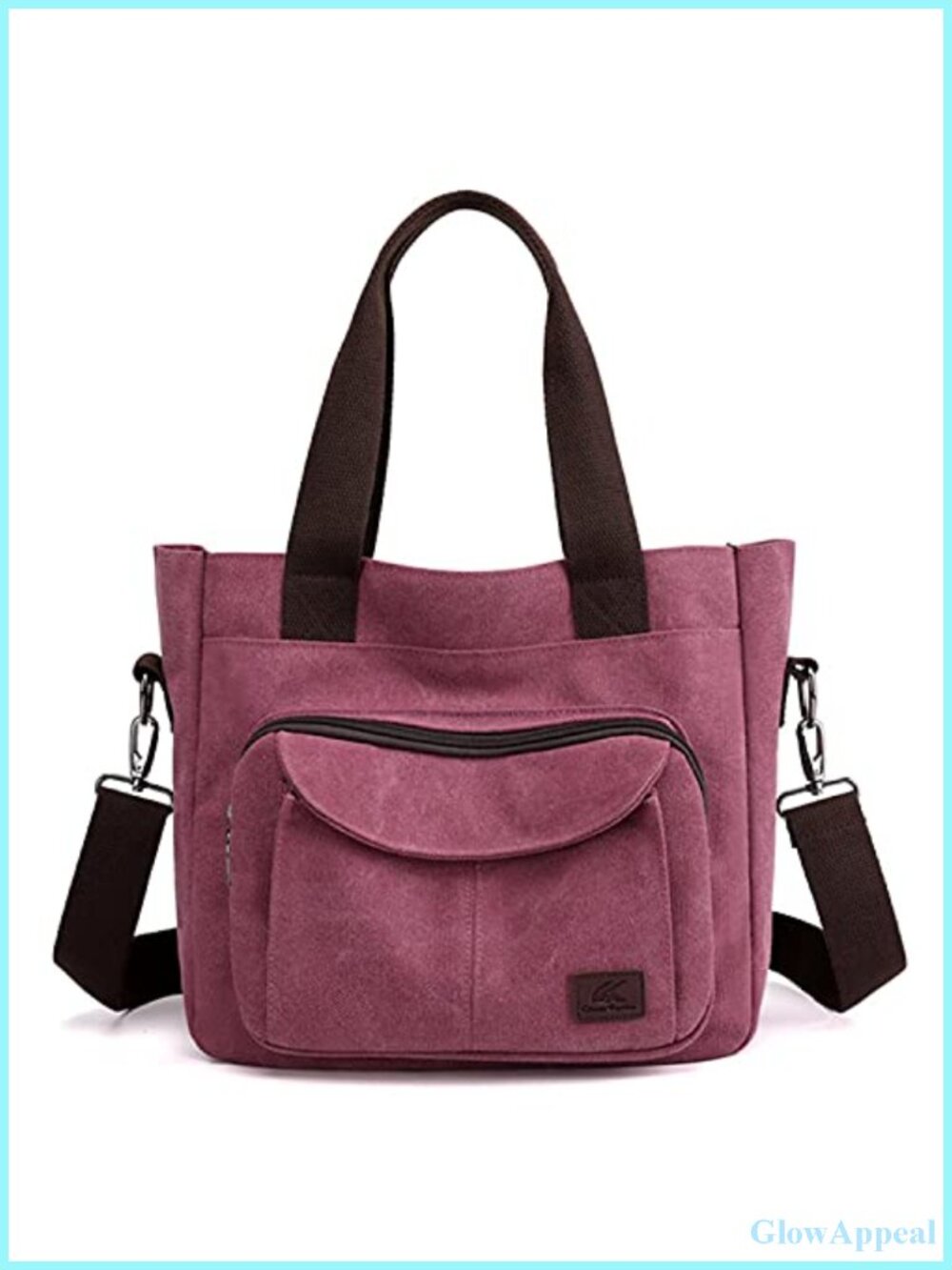 Canvas Tote Purse Crossbody Bag Multi-pocket Work Handbag